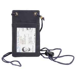 Genuine Leather ID Holder, Blue ID Card Organizer for School, Office